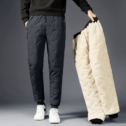 Pantalones impermeables para hombre con forro de felpa 