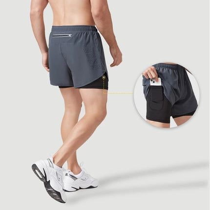 Pantalones cortos de compresión 2 en 1 para hombre para correr