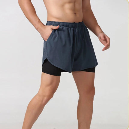 Pantalones cortos de compresión 2 en 1 para hombre para correr