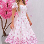 Vestido midi en encaje de algodón con bordado de rosas - Nueva llegada para moda modesta y de negocios.