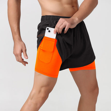 Pantalones cortos de compresión 2 en 1 para hombre para correr